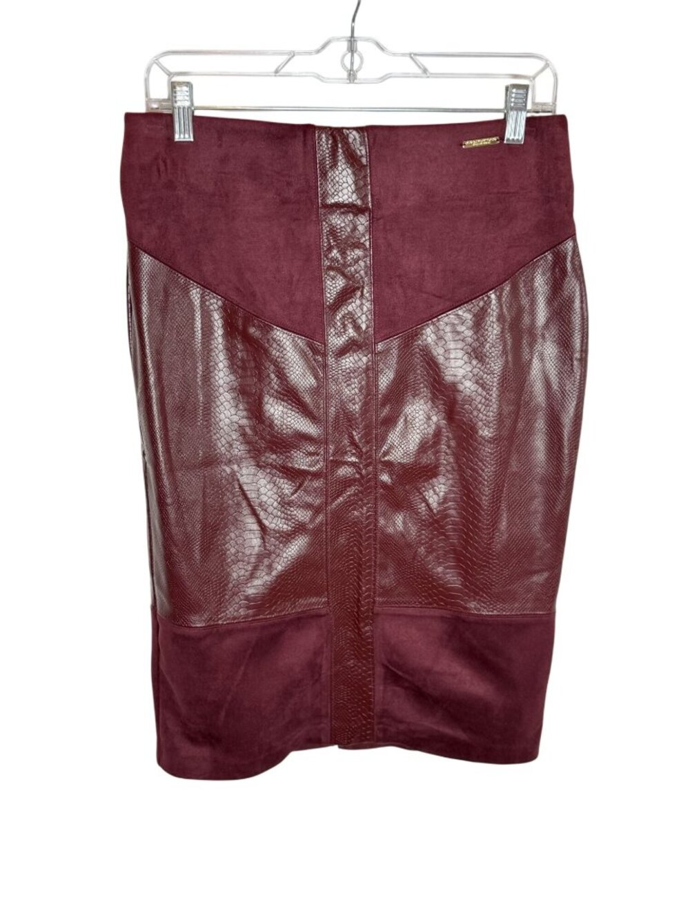 Marc New York Faux Leather embossed snake Pencil Skirt Burgundy NWT - Size S